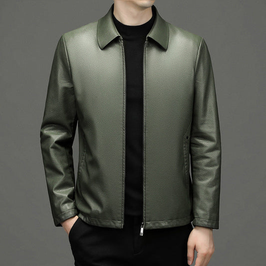 Men's Classic Leather Lapel Jacket
