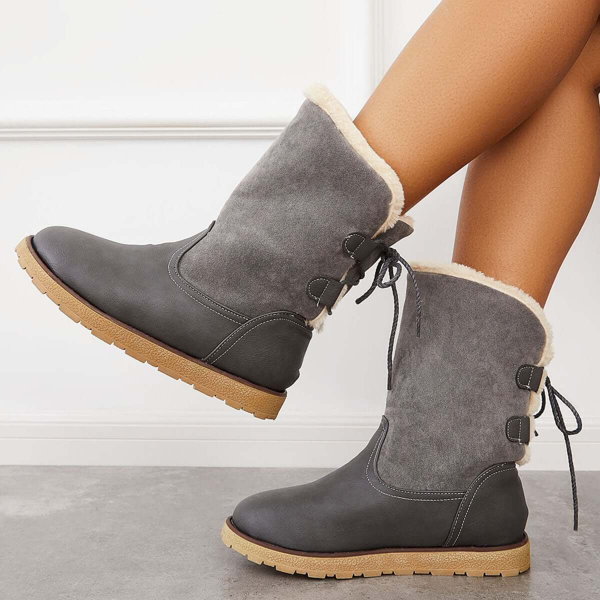 Non Slip Waterproof Snow Anke Boots Warm Fur Lined Booties