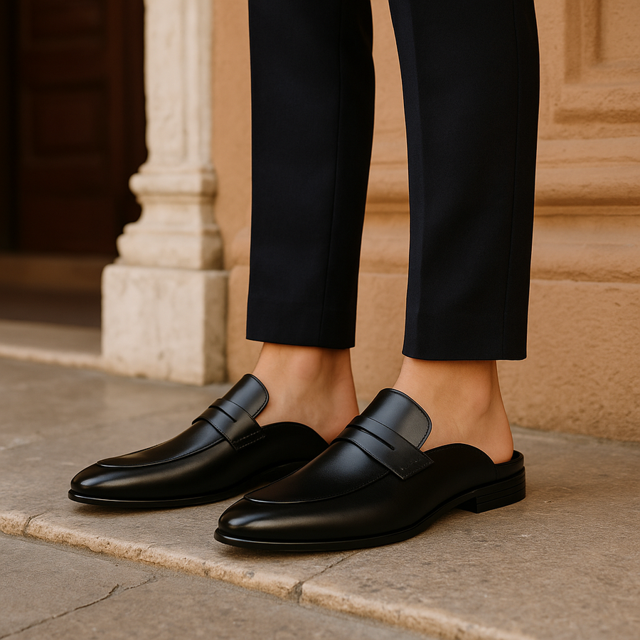 Men Leather Mules Loafers Soft Sole