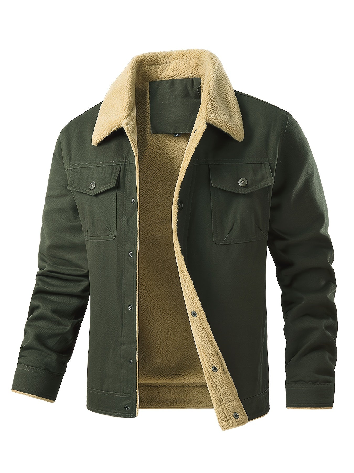 Warm Mens Fleece Lined Parka Jacket with Pockets