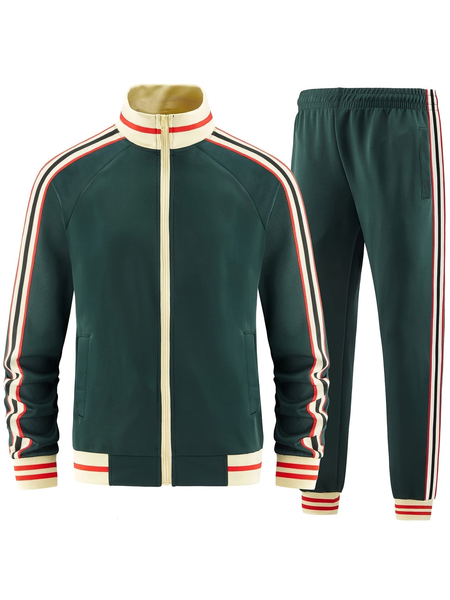 Relaxed Fit Men's Zipper Tracksuit Set