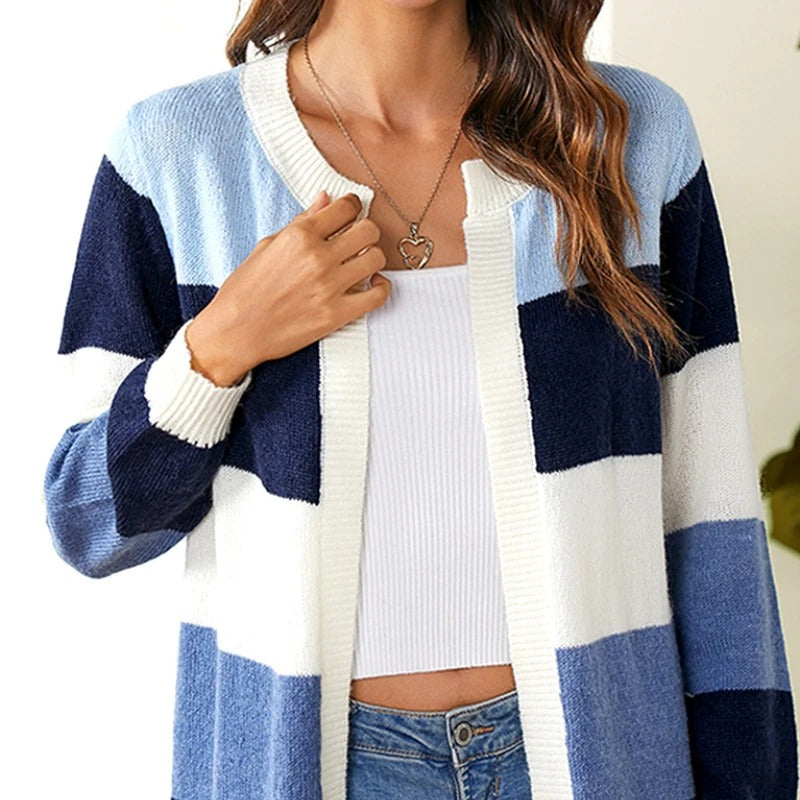 Women's Stylish Multi-Colored Open Front Cardigan