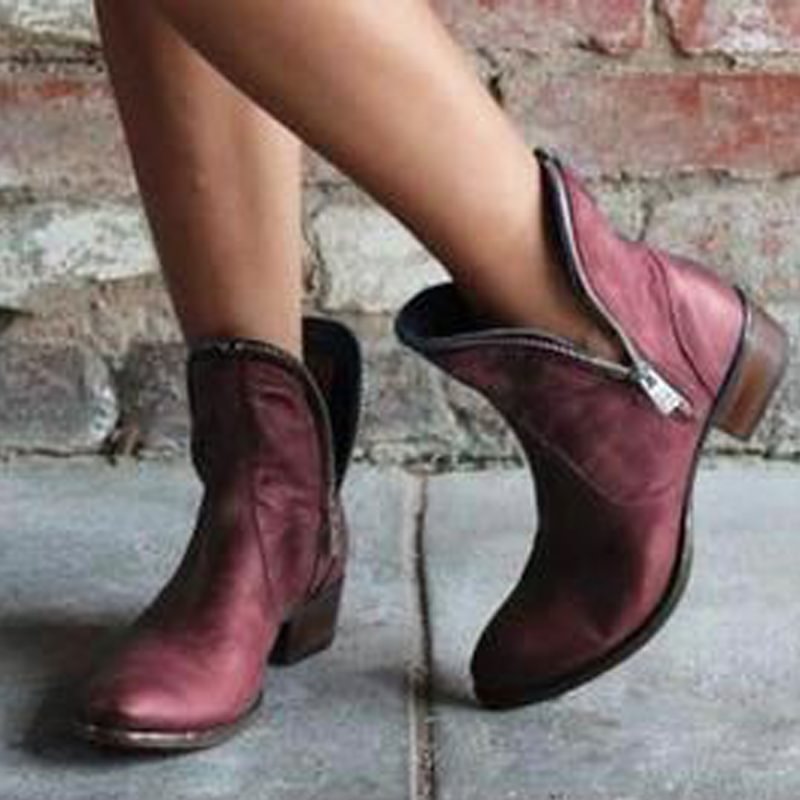 Women's Fashion Low Heel Ankle Boots