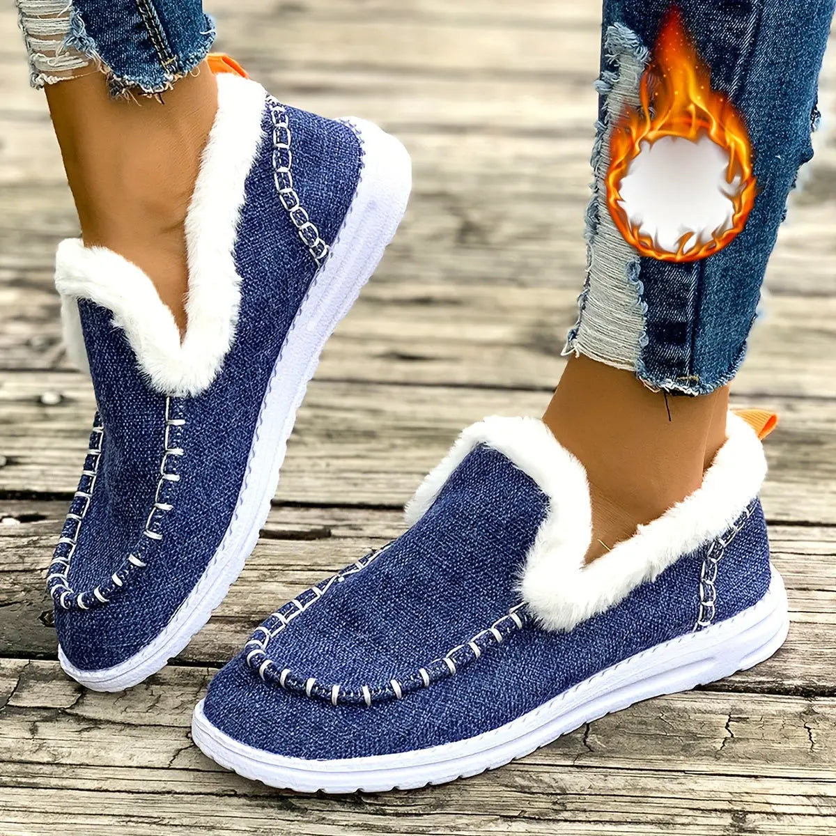 Soft Faux Fur Warm Winter Slip On Shoes - OutfitLondon