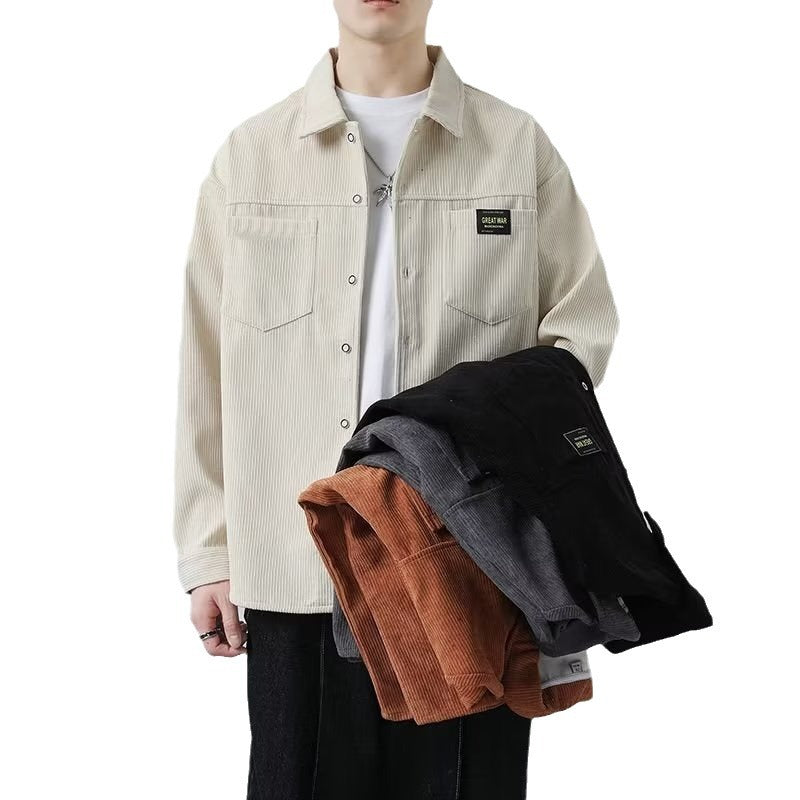 Relaxed Fit Corduroy Coat Black