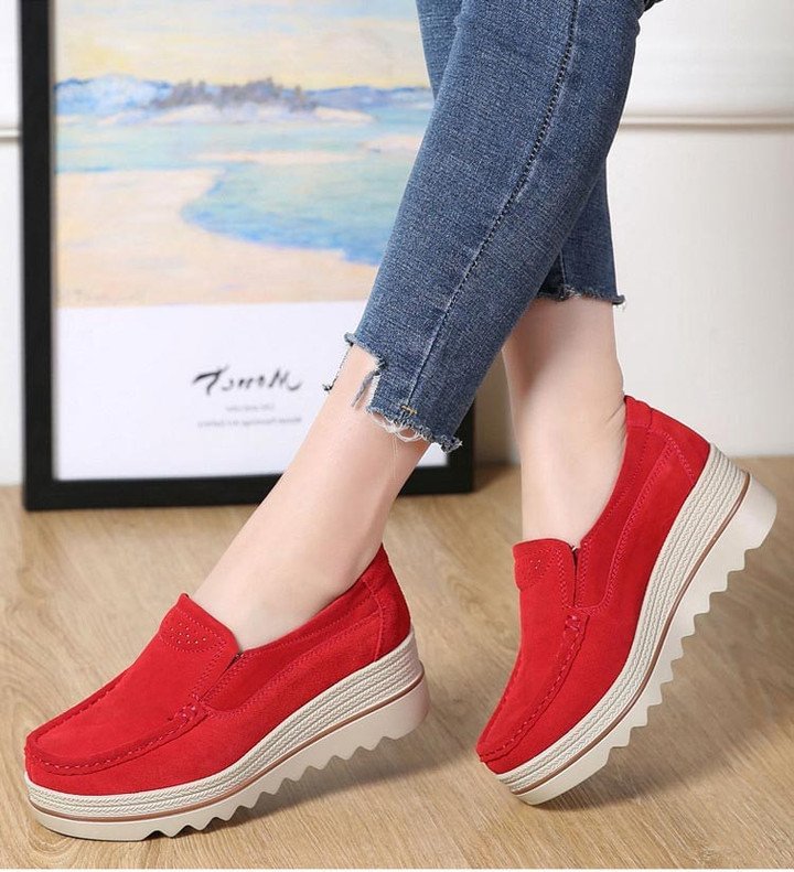 Wide Feet Orthopedic Suede Leather Shoes For Women
