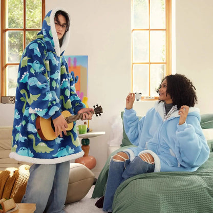 Plush Fleece Wearable Blanket Hoodie - Warm Zip Up