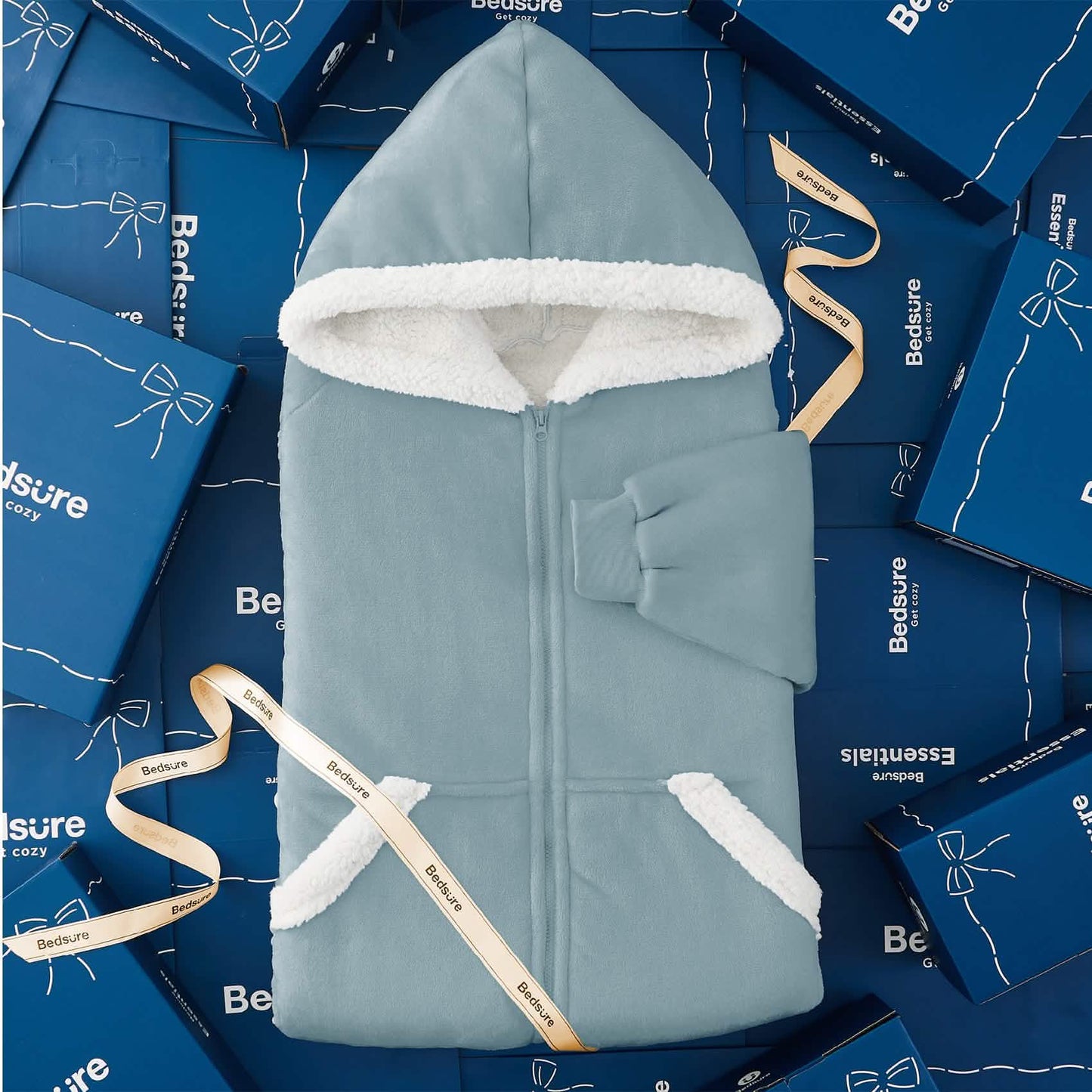Plush Fleece Wearable Blanket Hoodie - Warm Zip Up