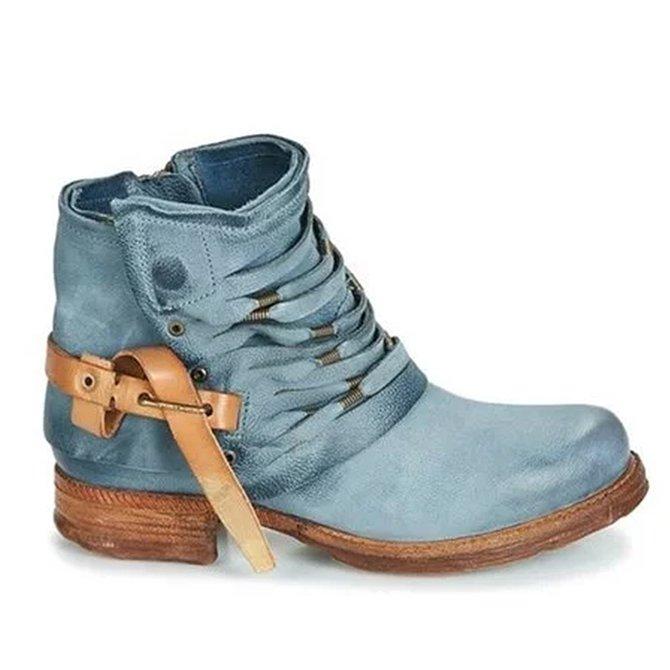Fashionable Ladies Low Heel Zip Boots - OutfitLondon