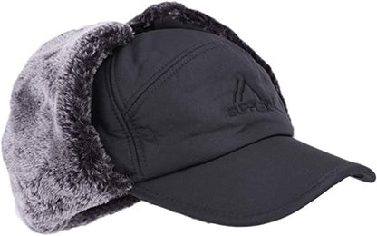 Mens Winter Cold Weather Snow Hat With Ear Flaps And Brim