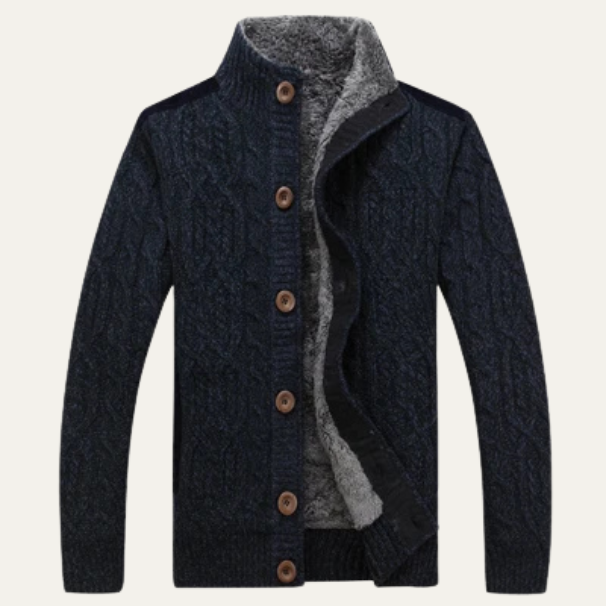 Thick Cozy Fleece Mens Winter Sweater Cardigan