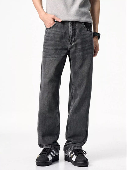 Relaxed Fit Dark Blue Straight Jeans