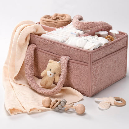 Soft Baby Diaper Storage Basket with Pockets
