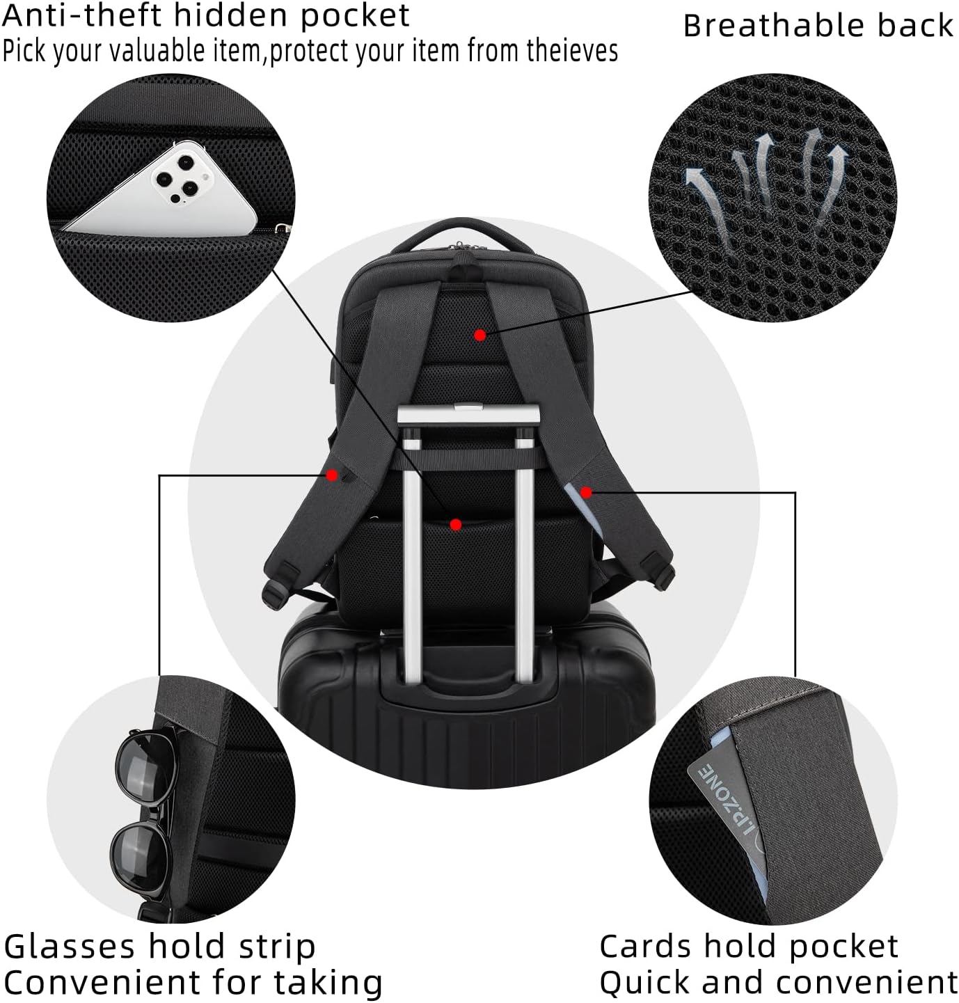 Durable Commuter Laptop Bag with USB Charger & Multiple Pockets