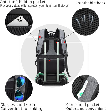 Durable Commuter Laptop Bag with USB Charger & Multiple Pockets