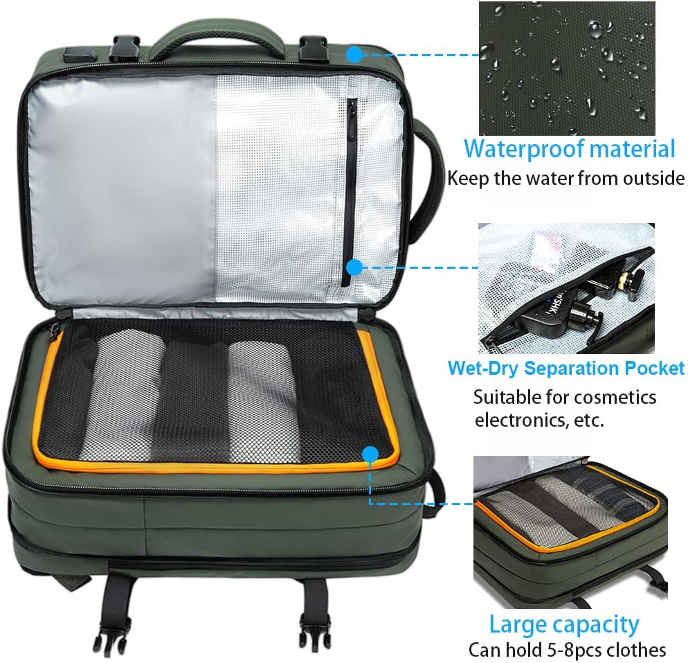 Spacious 26-45L Water Resistant Hiking Rucksack with Laptop Compartment