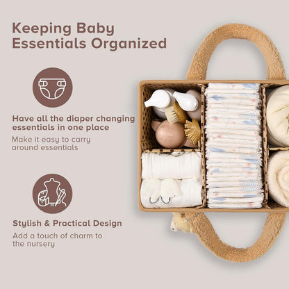 Soft Baby Diaper Storage Basket with Pockets