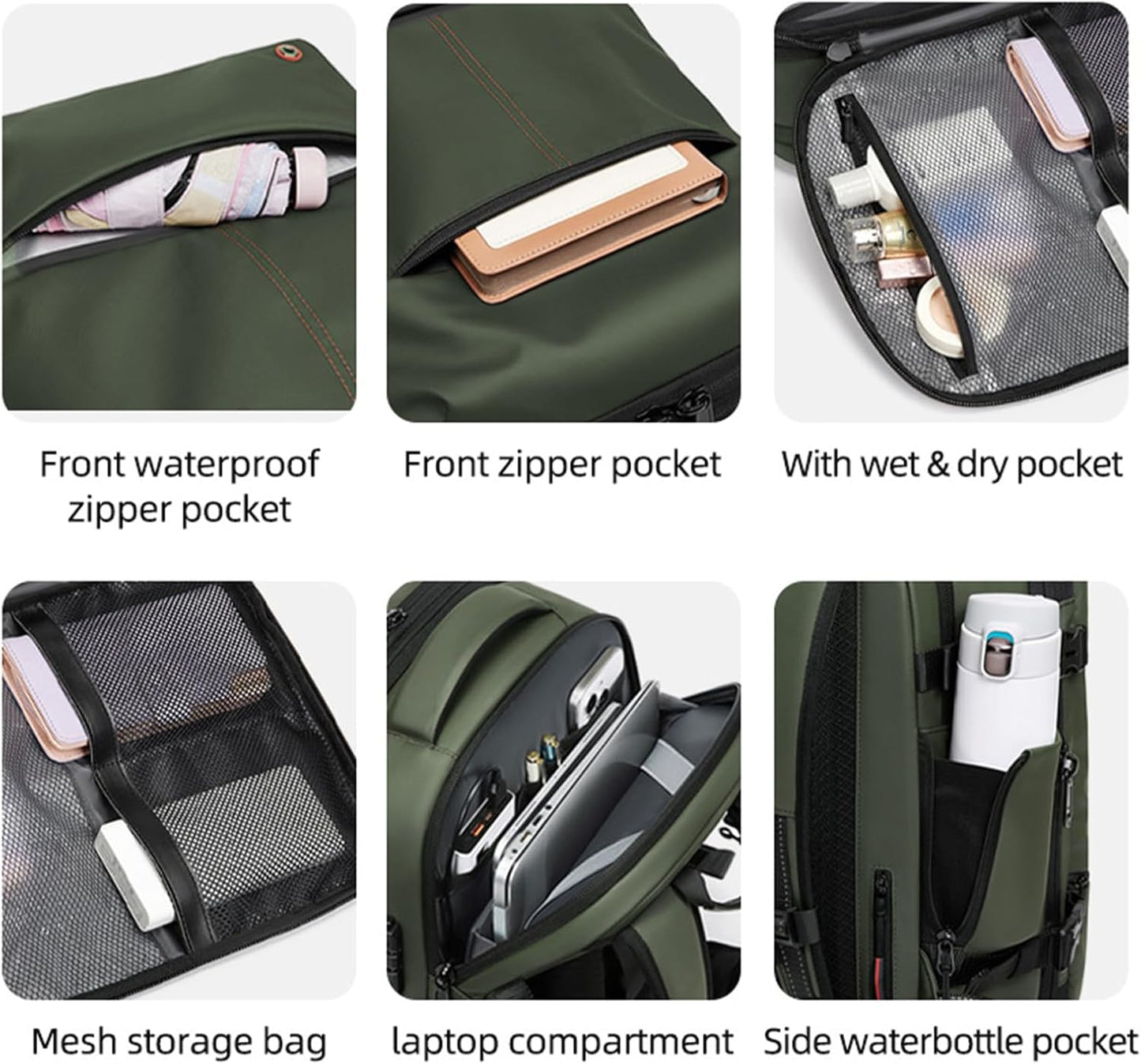 Large Water Resistant Travel Backpack with Compression