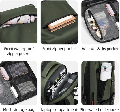 Large Water Resistant Travel Backpack with Compression