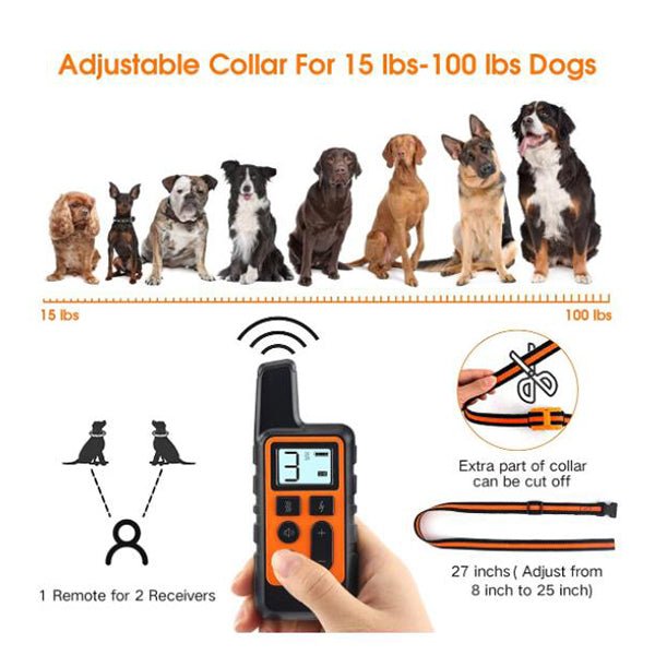 Waterproof Dog Training Collar Rechargeable Remote Electric Dog Shock Collar