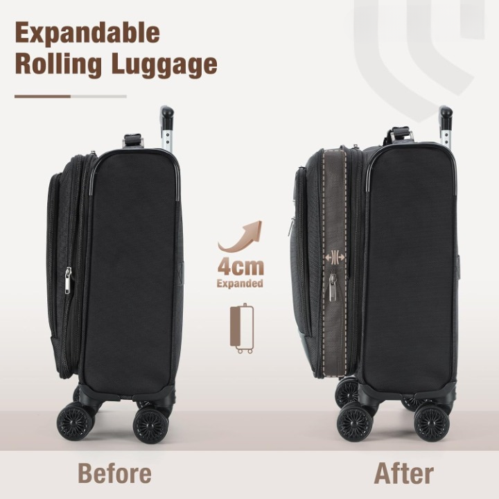 Compact Folding Luggage with 360 Wheels & Laptop Sleeve