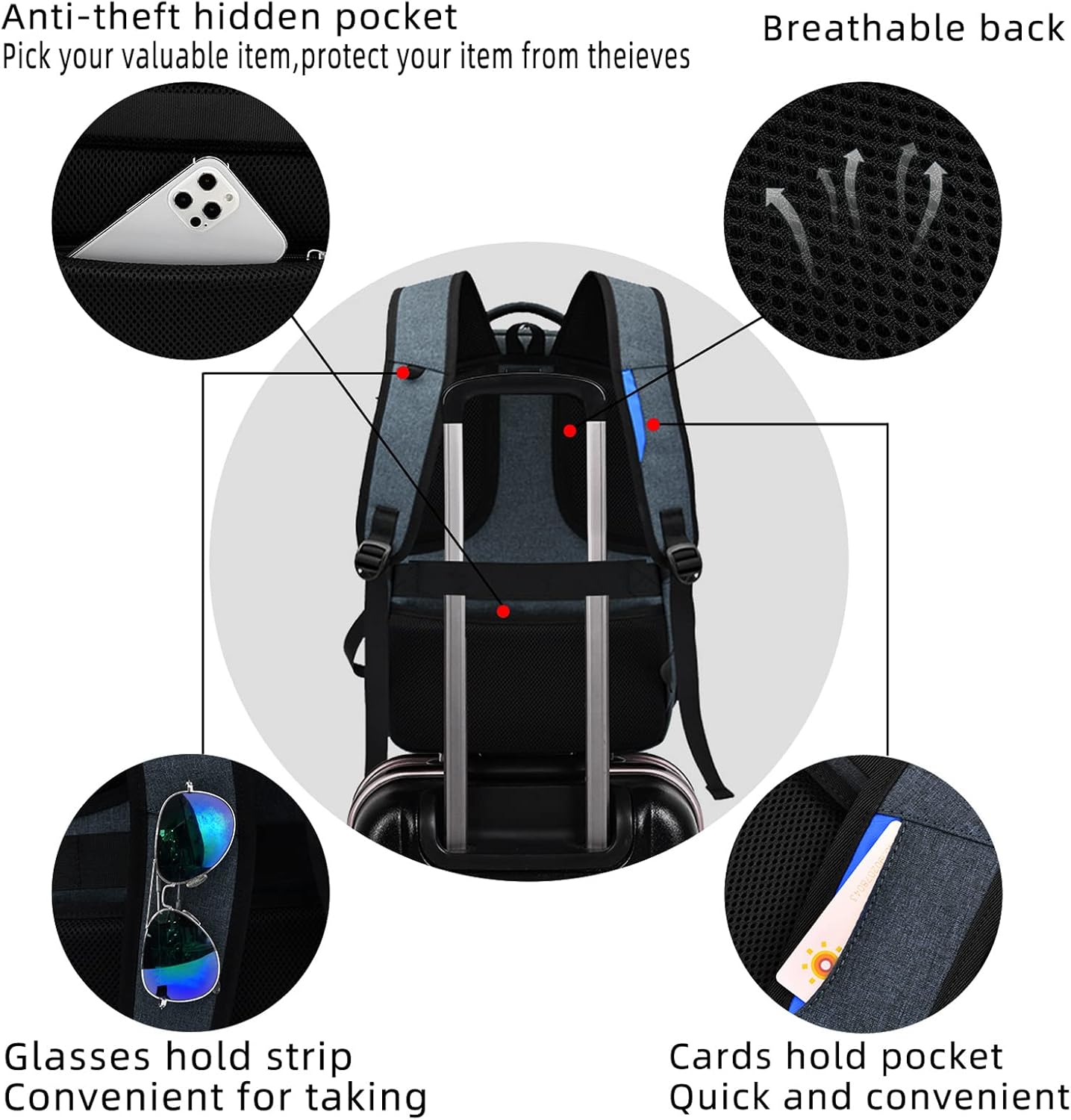 Durable Commuter Laptop Bag with USB Charger & Multiple Pockets