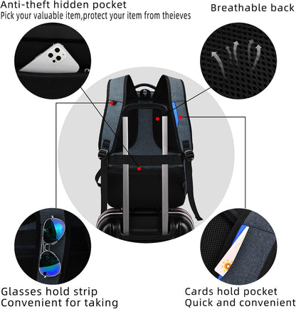 Durable Commuter Laptop Bag with USB Charger & Multiple Pockets
