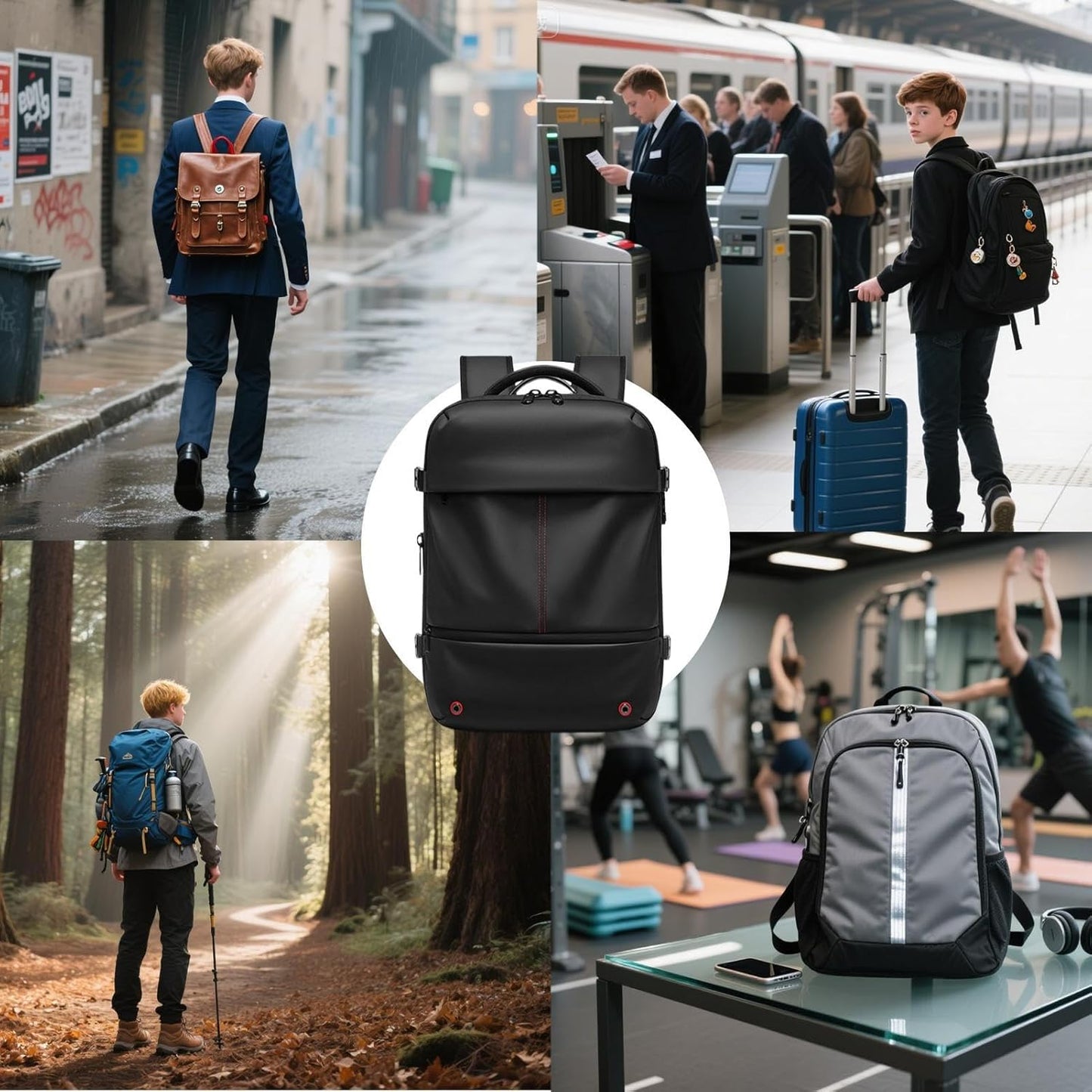Large Water Resistant Travel Backpack with Compression