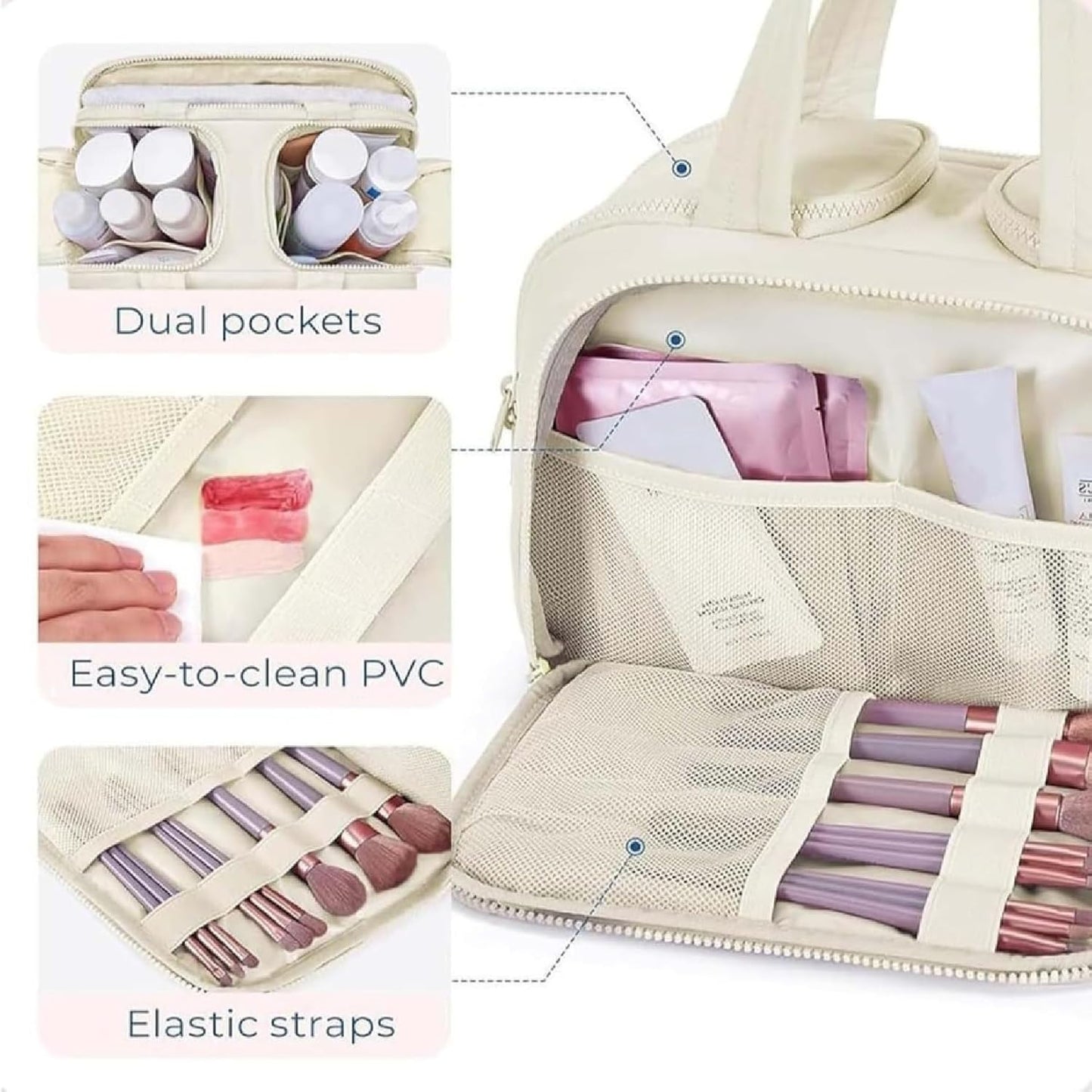 Spacious 4-in-1 Travel Makeup Bag