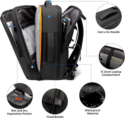 Spacious 26-45L Water Resistant Hiking Rucksack with Laptop Compartment