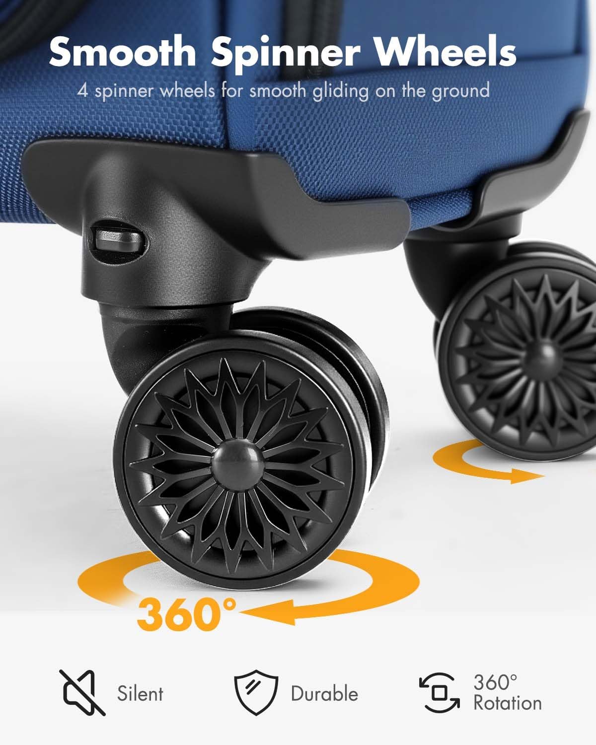 Compact Underseat Luggage with 360 Wheels & Laptop Sleeve