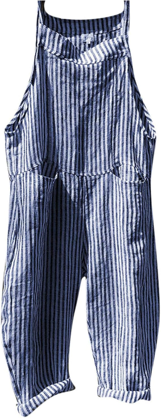 Comfortable Stripe Wide Leg Jumpsuit - OutfitLondon
