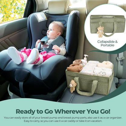 Soft Baby Diaper Storage Basket with Pockets
