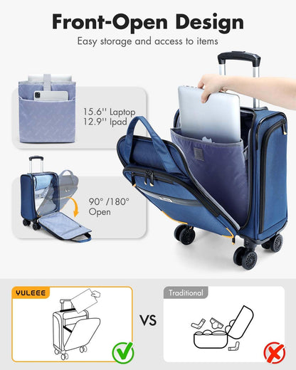 Compact Underseat Luggage with 360 Wheels & Laptop Sleeve