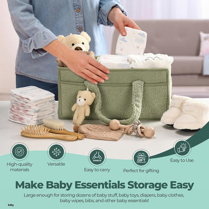 Soft Baby Diaper Storage Basket with Pockets