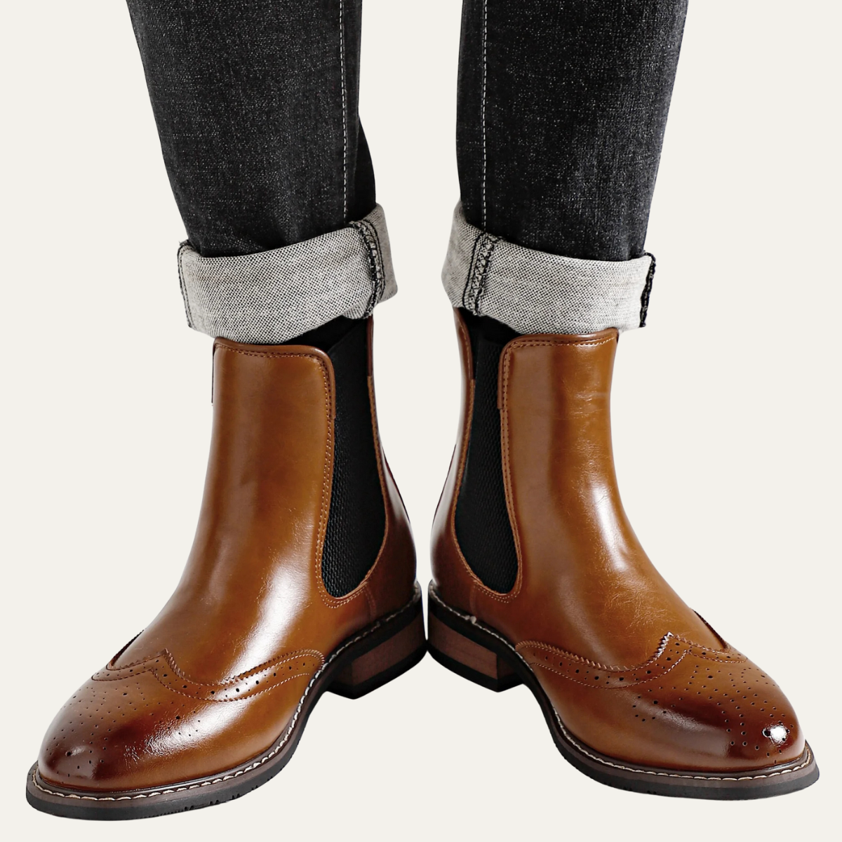 Flexible Sided Leather Chelsea Ankle Boots for Men