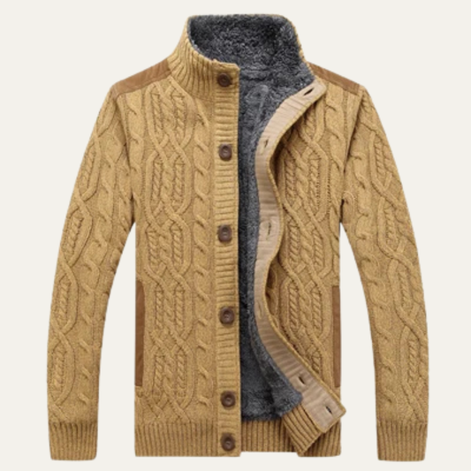 Thick Cozy Fleece Mens Winter Sweater Cardigan - OutfitLondon
