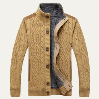 Thick Cozy Fleece Mens Winter Sweater Cardigan