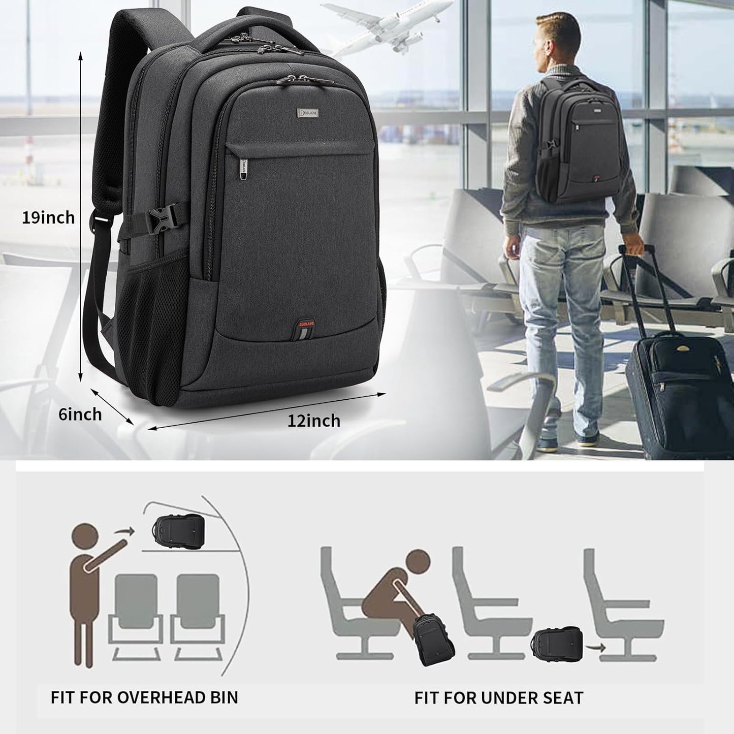 Durable Commuter Laptop Bag with USB Charger & Multiple Pockets