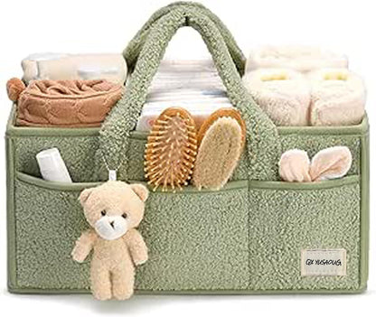 Soft Baby Diaper Storage Basket with Pockets