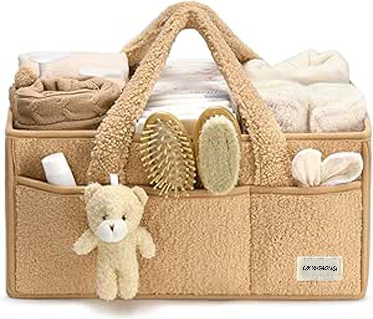 Soft Baby Diaper Storage Basket with Pockets