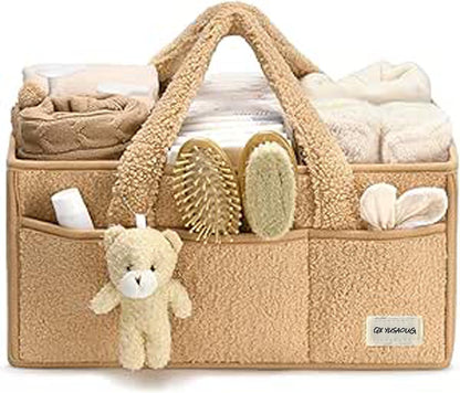 Soft Baby Diaper Storage Basket with Pockets