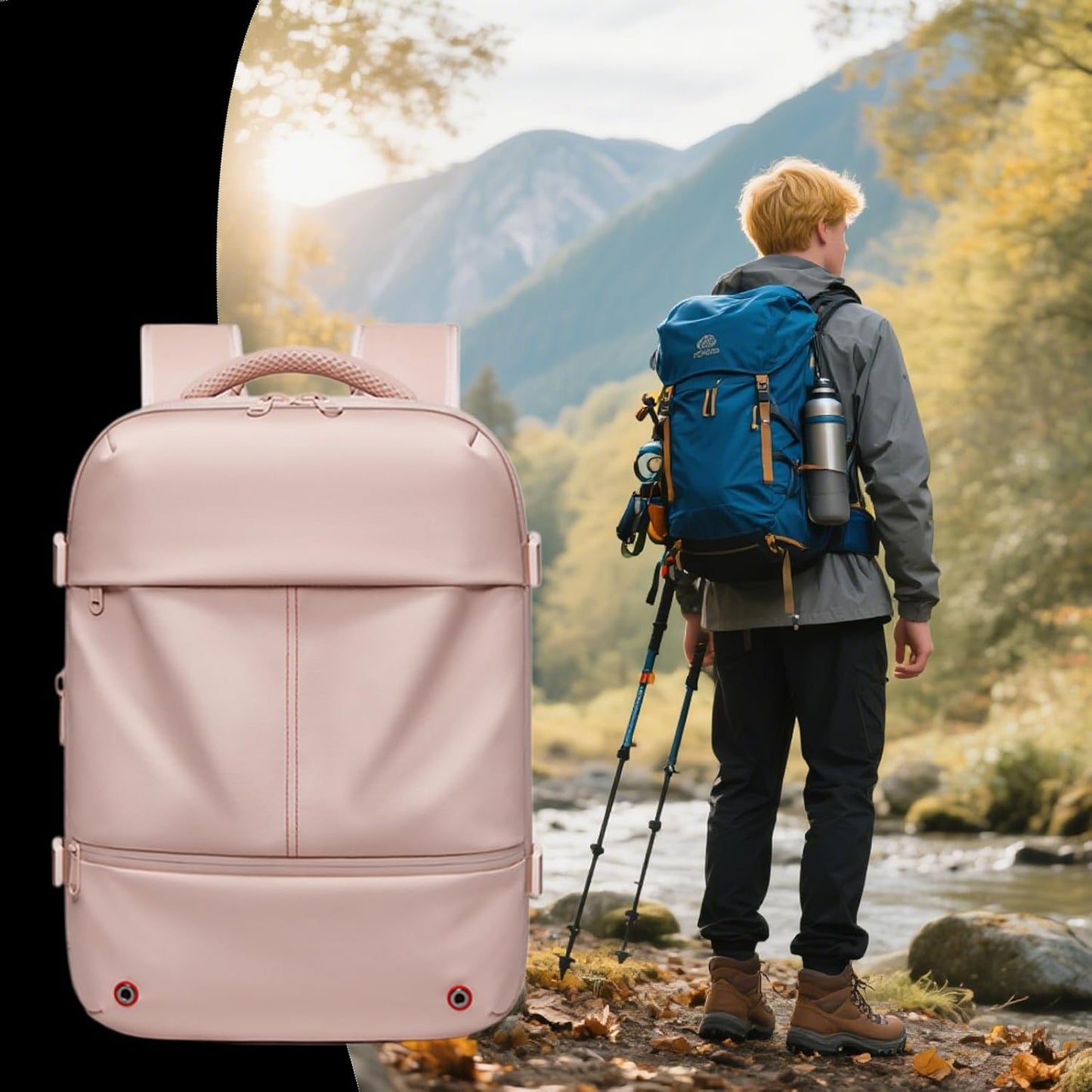 Large Water Resistant Travel Backpack with Compression