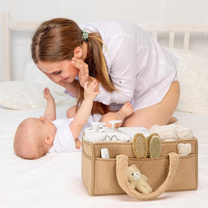 Soft Baby Diaper Storage Basket with Pockets