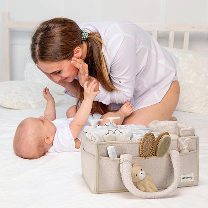 Soft Baby Diaper Storage Basket with Pockets