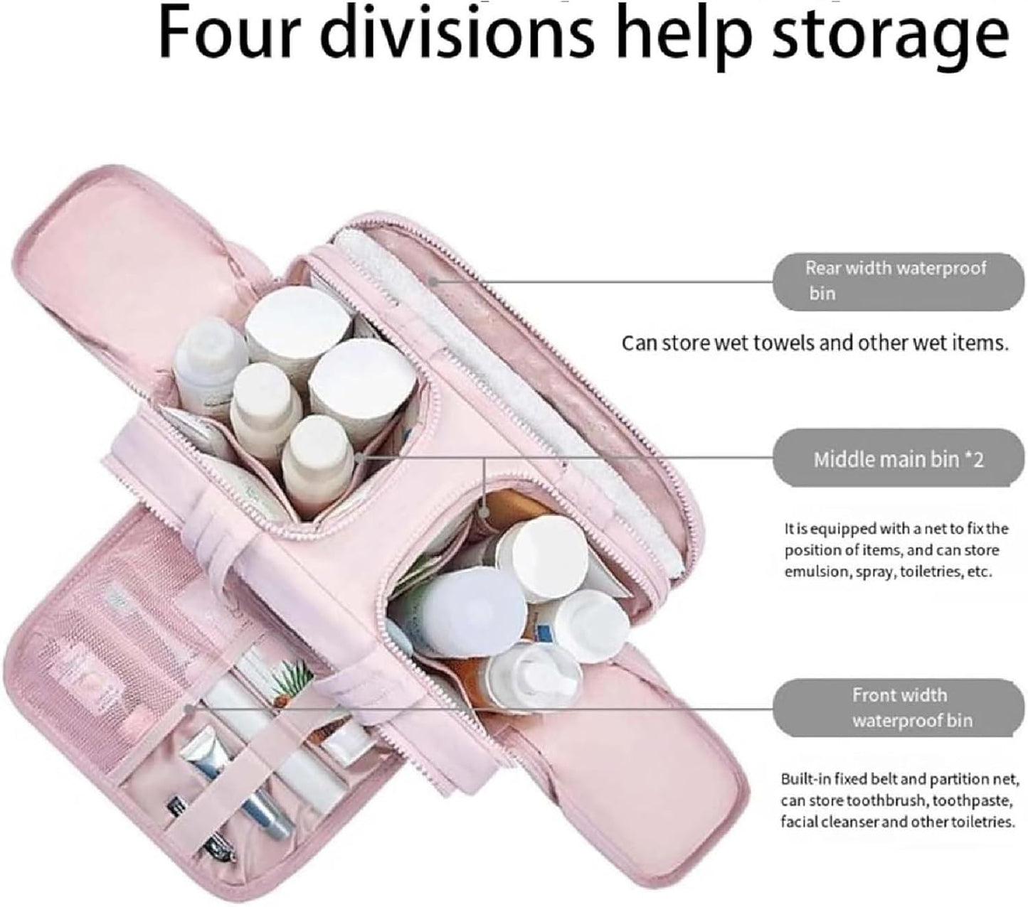 Spacious 4-in-1 Travel Makeup Bag