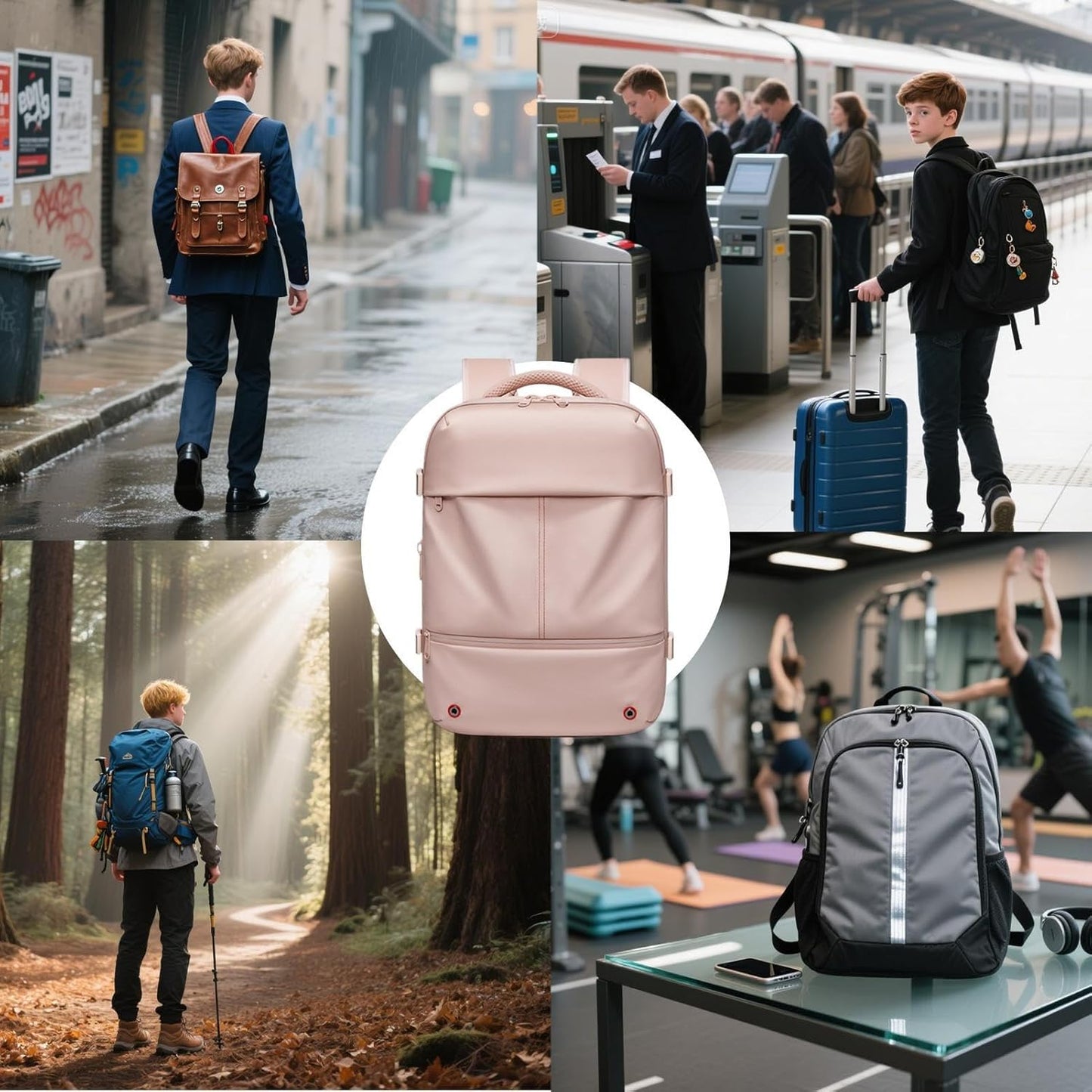 Large Water Resistant Travel Backpack with Compression