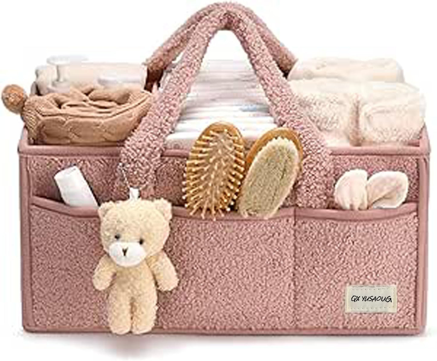 Soft Baby Diaper Storage Basket with Pockets