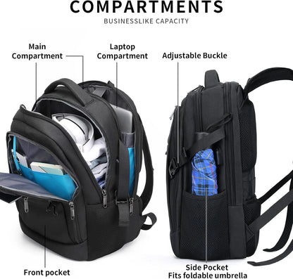 Durable Commuter Laptop Bag with USB Charger & Multiple Pockets