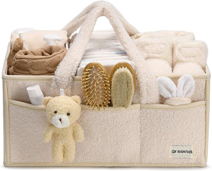 Soft Baby Diaper Storage Basket with Pockets